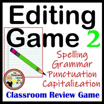 Preview of Editing Game Spelling, Capitalization, Punctuation, & Grammar Review Activity