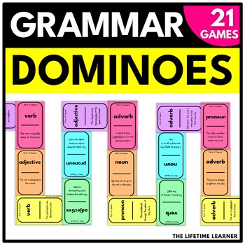 Preview of Grammar Reading Dominoes 3rd 4th 5th Grade Games Activities Printable Bundle