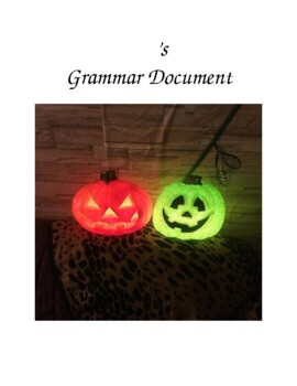 Preview of Grammar Glowing Pumpkins Activity for Third Grade