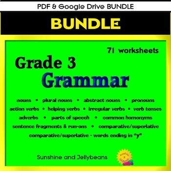 grammar grade 3 bundle 71 worksheets sentences homonyms etc pdf google bundle