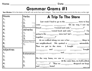 Preview of Grammar Grams (1-5): The Fun Way To Teach Grammar!