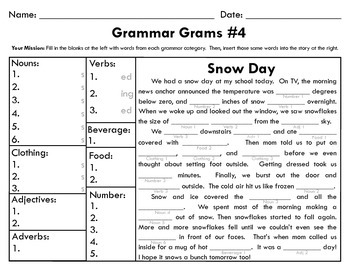 Preview of Grammar Grams #4: Snow Day!