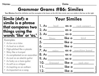 Preview of Grammar Grams (86-100): Figures of Speech and Poetic Devices