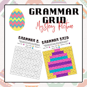 Preview of Grammar Grid - Mystery Picture (Easter Egg) | Easter Activities