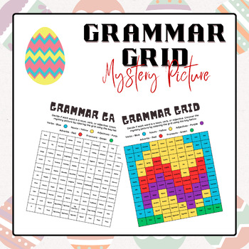 Preview of Grammar Grid - Mystery Picture (Easter Egg) | Easter Activities