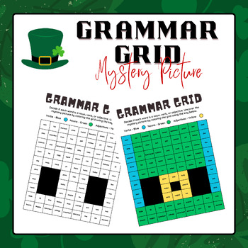 Preview of Grammar Grid - Mystery Picture (St Patricks Hat) | St Patrick's Day Activities