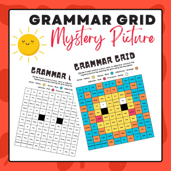 Preview of Grammar Grid - Mystery Picture (Sun) | Summer Activities