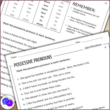 Possessive Pronouns: Grammar Guide with Worksheets by Rike Neville