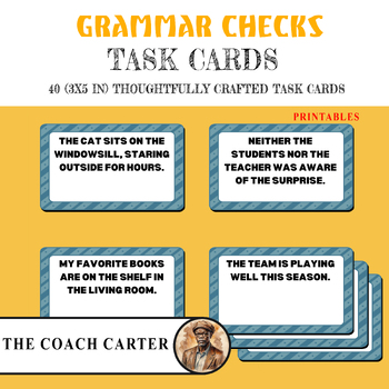Preview of Grammar Task Cards: Identify and correct the grammatical errors (3x5in)