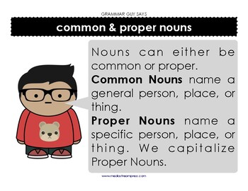 Preview of Grammar Guy Says: common and proper nouns minilesson and posters