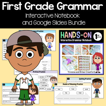 Preview of Grammar Interactive Notebook 1st Grade + Google Slides Bundle | 30% off