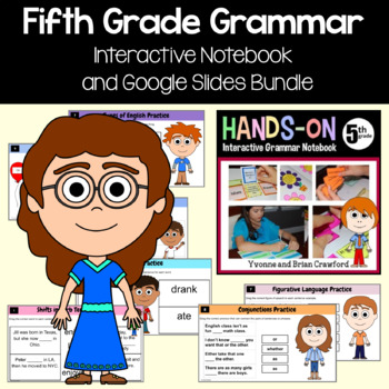 Preview of Grammar Interactive Notebook 5th Grade + Google Slides Bundle | 30% off