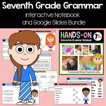 Preview of Grammar Interactive Notebook 7th Grade + Google Slides Bundle | 30% off