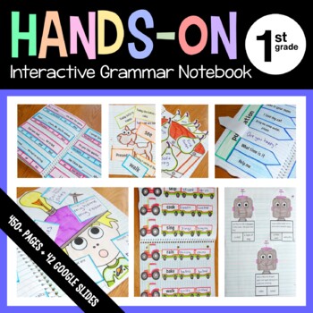 Preview of Grammar Interactive Notebook First Grade with Scaffolded Notes + Google Slides