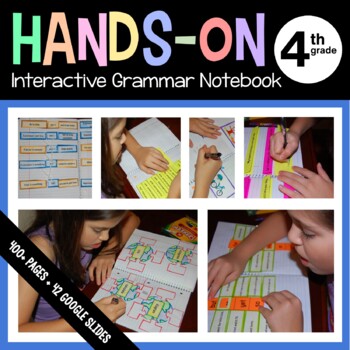 Preview of Grammar Interactive Notebook Fourth Grade with Scaffolded Notes + Google Slides