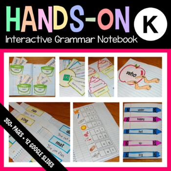 Preview of Grammar Interactive Notebook Kindergarten with Scaffolded Notes + Google Slides