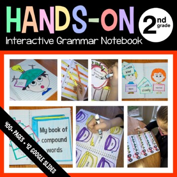 Preview of Grammar Interactive Notebook Second Grade with Scaffolded Notes + Google Slides