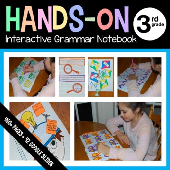 Preview of Grammar Interactive Notebook Third Grade with Scaffolded Notes + Google Slides