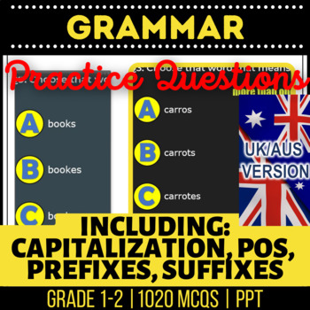 Preview of Grammar Interactive Review: Nouns, Verbs, Adjectives, Pronouns UK/AUS Spelling