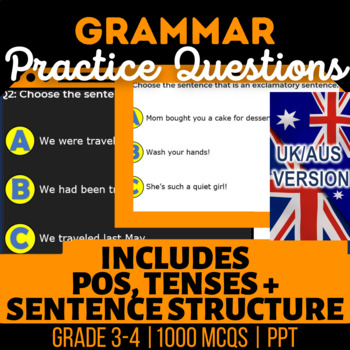 Preview of Grammar Interactive Review: Nouns, Verbs, Adjectives, Tenses, UK/AUS English