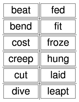 Grammar - Irregular Past Tense Verbs - Printable Flashcards - Level 3