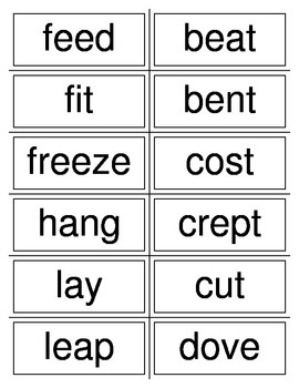 Grammar - Irregular Past Tense Verbs - Printable Flashcards - Level 3