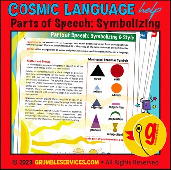 Preview of Parts of Speech & Grammar Symbols: Elementary Montessori Language BUNDLE