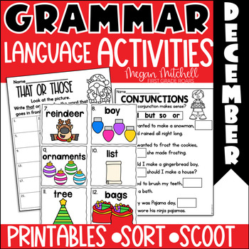 Preview of Grammar & Language Centers, Scoot, Sorts, Printables December
