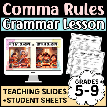 Preview of Grammar Lesson: Comma Punctuation Rules (34 Teaching Slides + Student Sheets)
