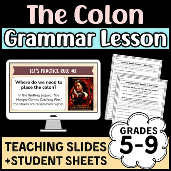 Preview of Grammar Lesson: THE COLON (21 Fun Teaching Slides + Student Practice + Answers)