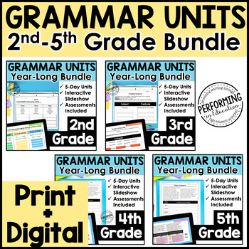 Preview of Grammar Lessons & Activities | ENTIRE YEAR Elementary Grammar + Assessments