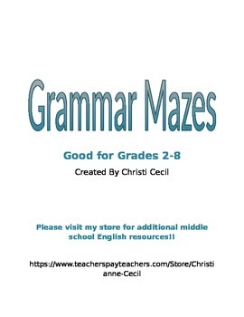 Preview of Grammar Mazes