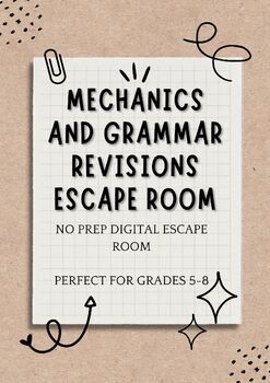 Preview of Grammar, Mechanics, Revisions, and Editing NO PREP Digital Escape Room