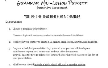 Preview of Grammar Mini-Lesson Project