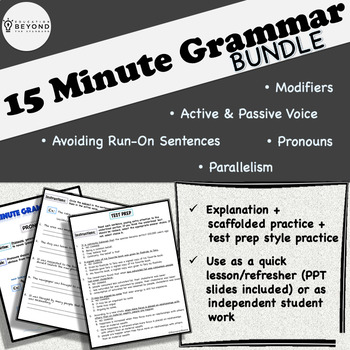 Preview of Grammar Mini Lesson Worksheets Bundle | Grammar Review and Practice