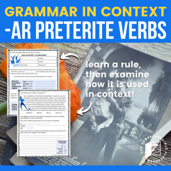 Preview of -AR preterite verbs Notes & Reading Grammar in Context