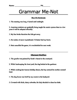 Preview of Grammar Packet