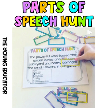 Preview of Grammar - Parts of Speech Hunt Literacy Centre and Window Frames