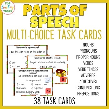 Preview of Parts of Speech Grammar Task Cards (Multi-Choice)