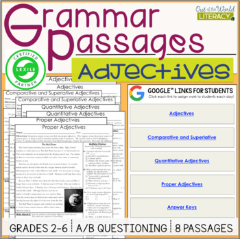 Preview of Grammar Passages - Adjectives - Digital & Print