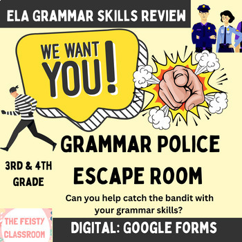 Preview of Grammar Police Digital Escape Room - 3rd & 4th grade - ELA Grammar Review