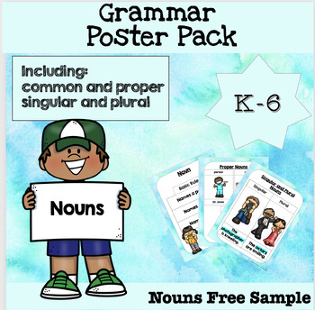 Preview of Nouns Grammar Posters Parts of Speech Small Group or Classroom Decor Free Sample