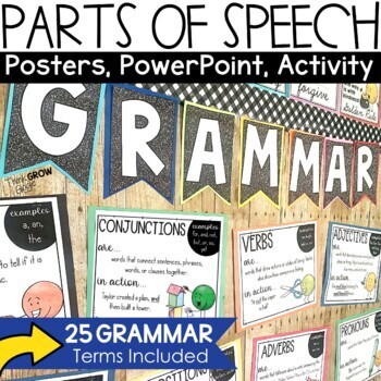 Preview of Grammar Posters Anchor Charts Part of Speech Bulletin Board Practice Review