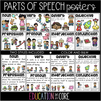 Preview of Grammar Posters | Parts of Speech Posters | Nouns | Verbs | Adjectives