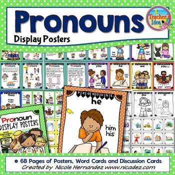 Preview of English Pronouns and Activity Cards (Kid-Friendly Posters for Kindergarten)