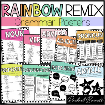 Preview of Grammar Posters // Rainbow Remix ELA printable anchor charts