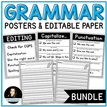 Preview of Grammar Posters and Editable Paper BUNDLE