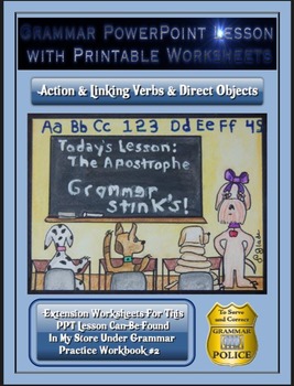 Preview of Grammar PowerPoint & Handouts - Action & Linking Verbs & Direct Objects