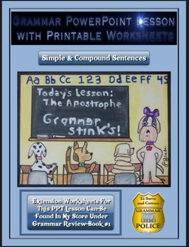 Preview of Grammar PowerPoint & Handouts - Simple & Compound Sentences