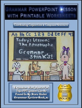 Preview of Grammar PowerPoint & Handouts - Coordinating Conjunctions & Compound Sentences